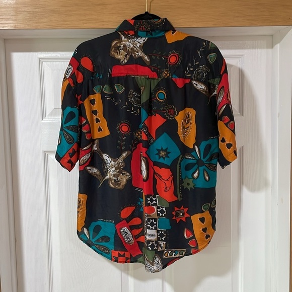 Vintage Jane Ashley Shirt Button Up Silk Short Sleeve Floral Hawaiian Size M - Picture 5 of 12